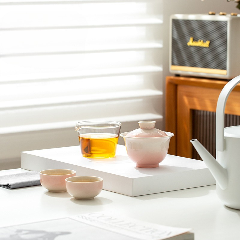 Travel Luggage Set - Gradient Ash Glaze Keramik-Teeservice, tragbares Gongfu-Reiseset
