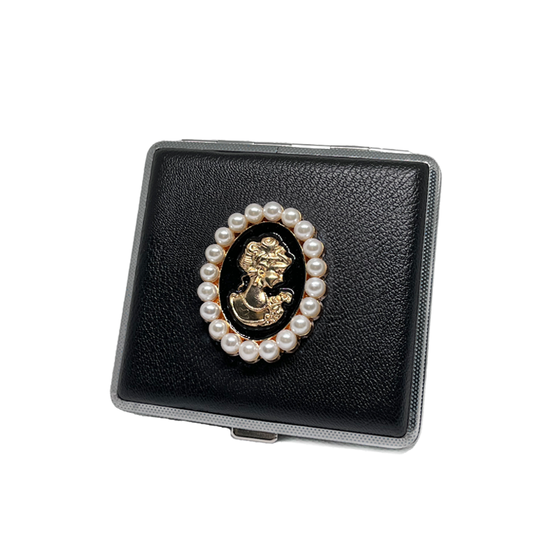 Premium Cigar Case - Neue Damen-Zigarettenetui aus Leder, hochwertiger Metallrahmen,