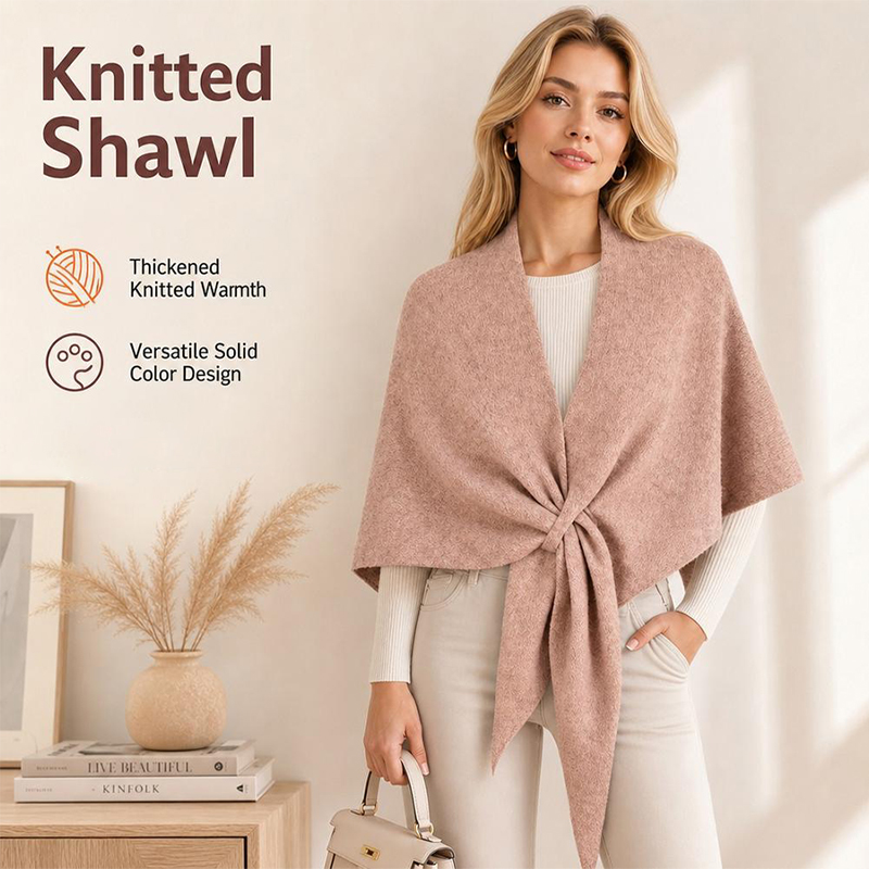 Cashmere Scarf - Modischer Woll-Kaschmir-Dreiecksschal, warmer Strickschal für Damen,