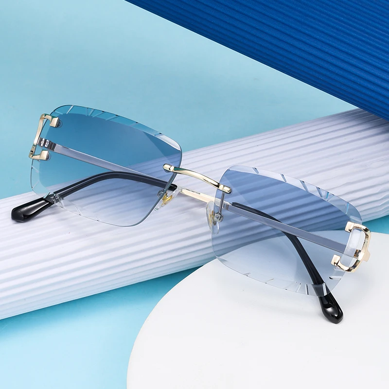 Sunglasses Uv400 - Modische, randlose Brillen im quadratischen Stil,