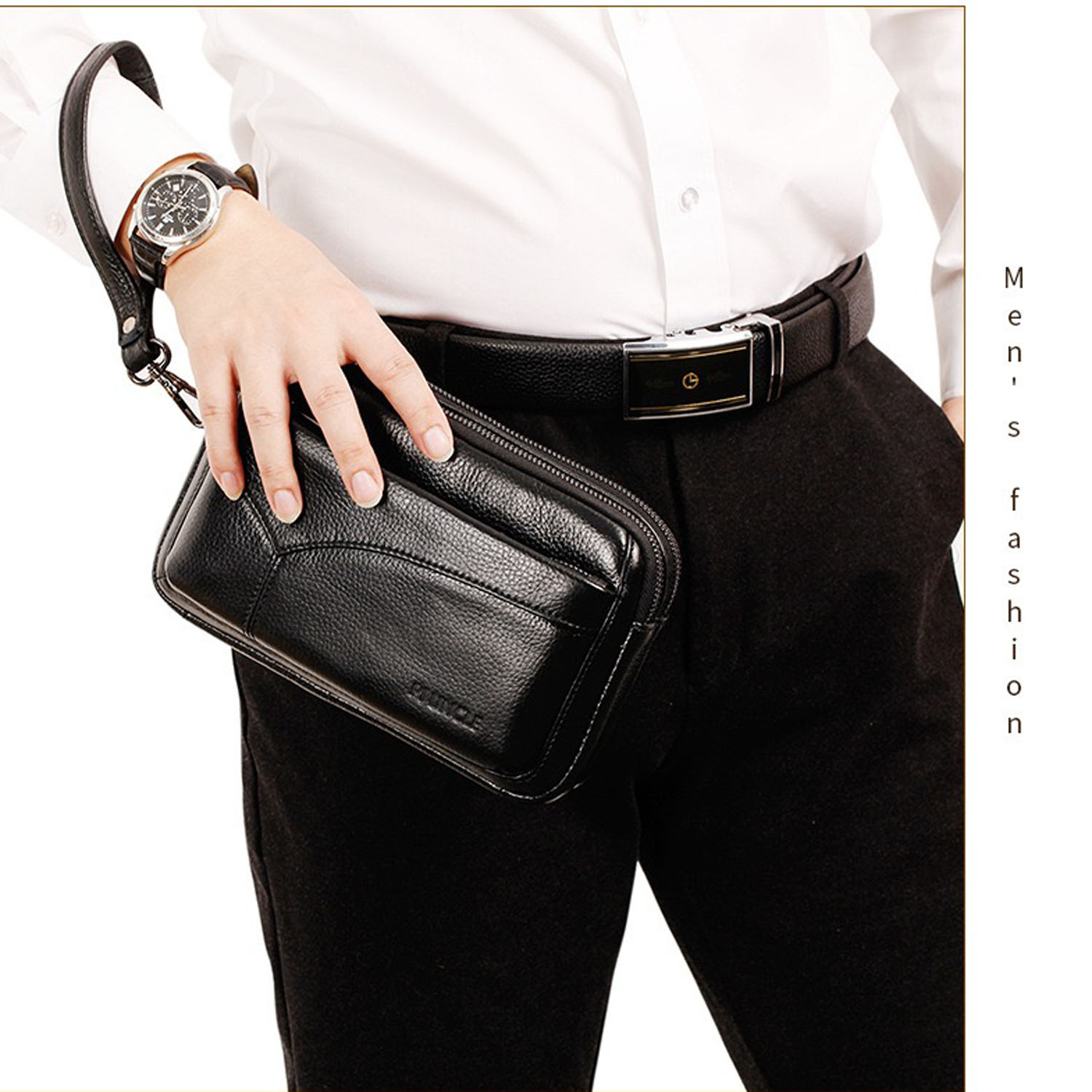 Leather Wallet Men - Herren-Clutch aus echtem Leder, modische Business-Handtasche,
