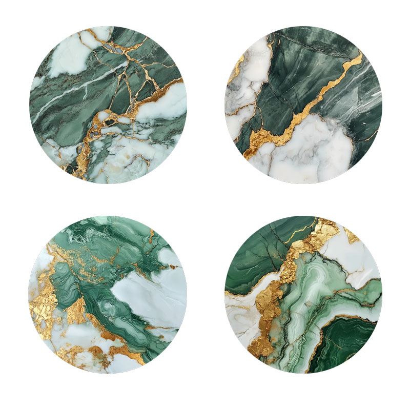 Marble Coaster Set - 4 Stück Untersetzer mit Marmormuster, geeignet