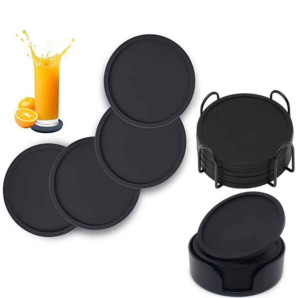 Marble Coaster Set - Getränkeuntersetzer aus Silikon mit Halter, Outdoor-Bechermatte