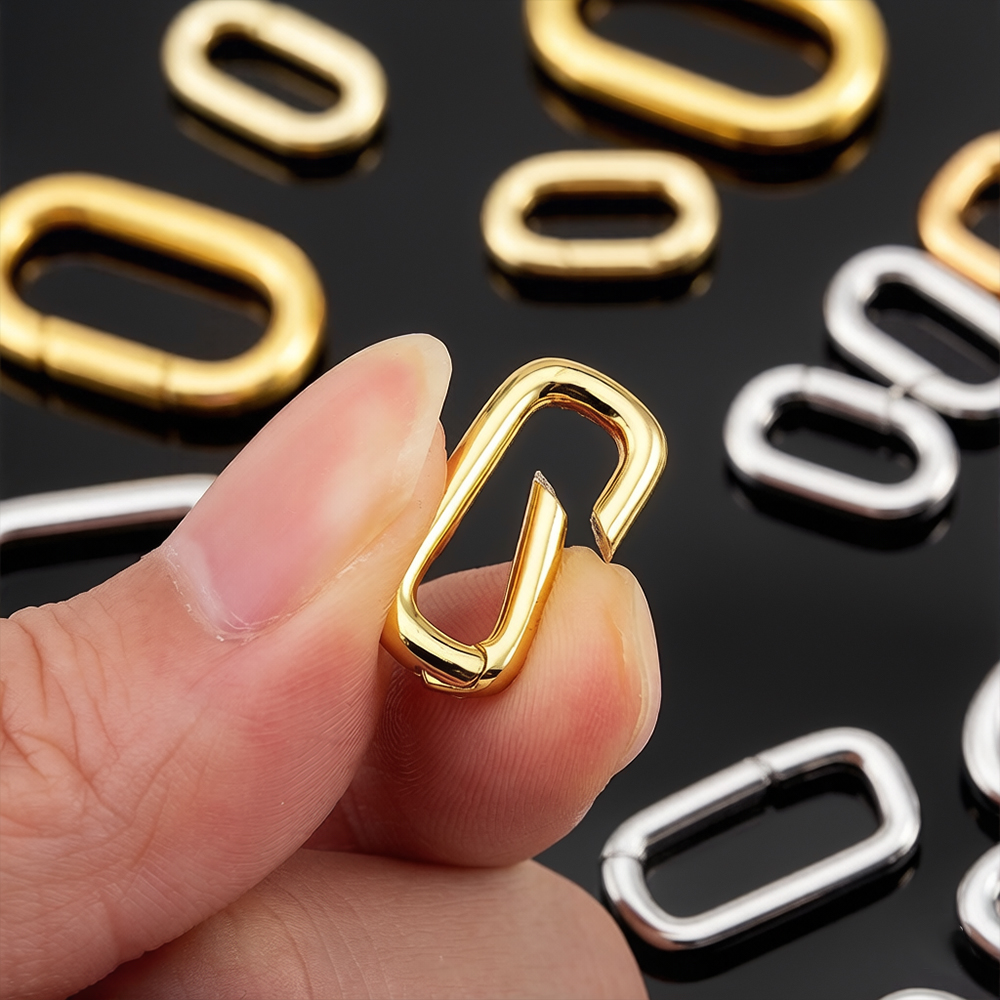 Gold Plated Jewelry - 2 Stück 18K vergoldete ovale Karabiner-Halskettenverschlüsse