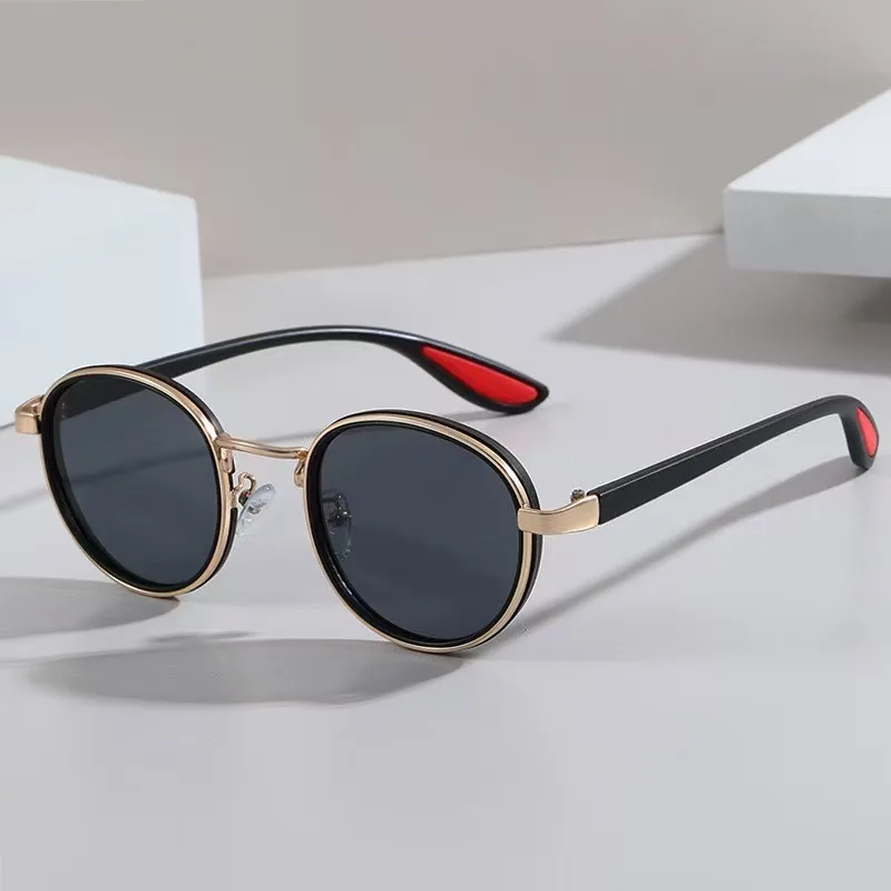 Designer Sunglasses - Hochwertige Damen-Sonnenbrille, Herren-Vintage-Designer-Outdoor-Sonnenbrille, runde modische Plastik-Titan-UV-Schutzbrille