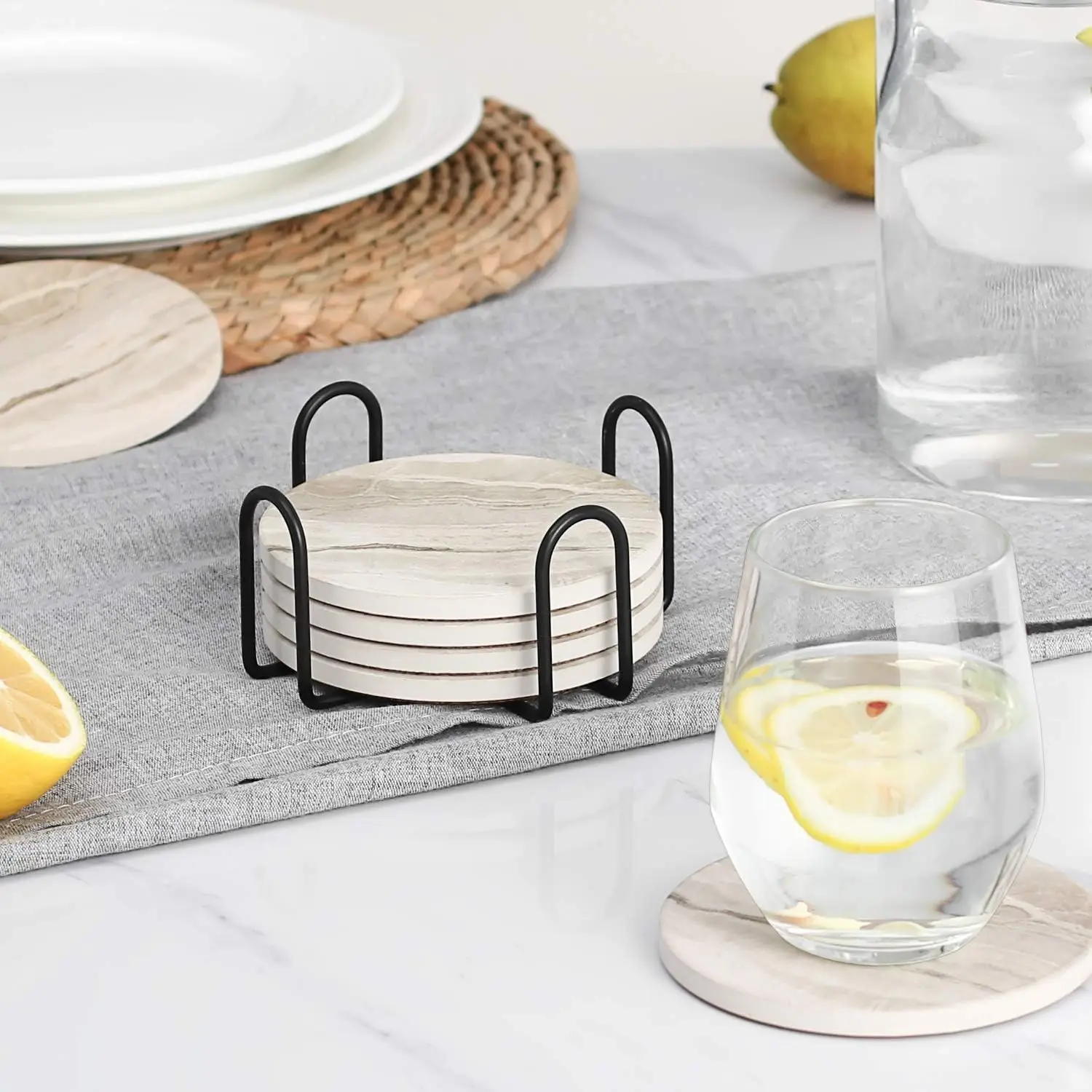 6-teiliges Getränkeuntersetzer – Marble Coaster Set Bewertung und Preis
