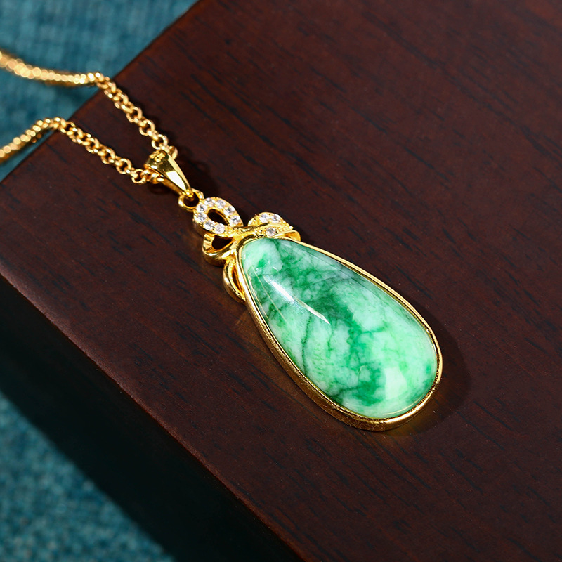 Natürliche Jade-Wassertropfen- – Gold Plated Jewelry Bewertung und Preis