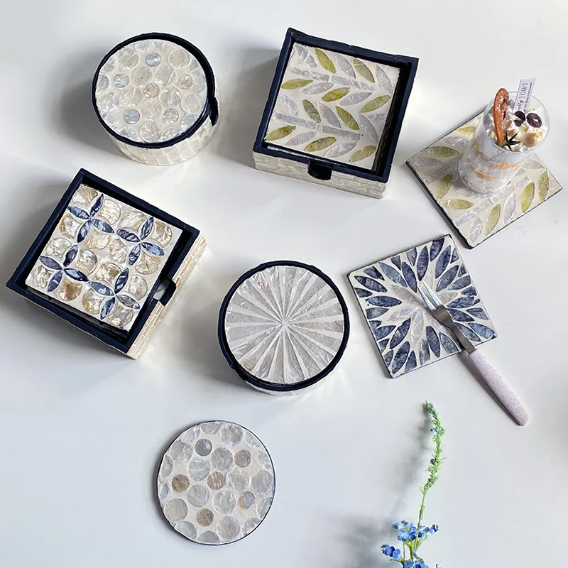 6-teiliges buntes Muschel-Unte – Marble Coaster Set Bewertung und Preis