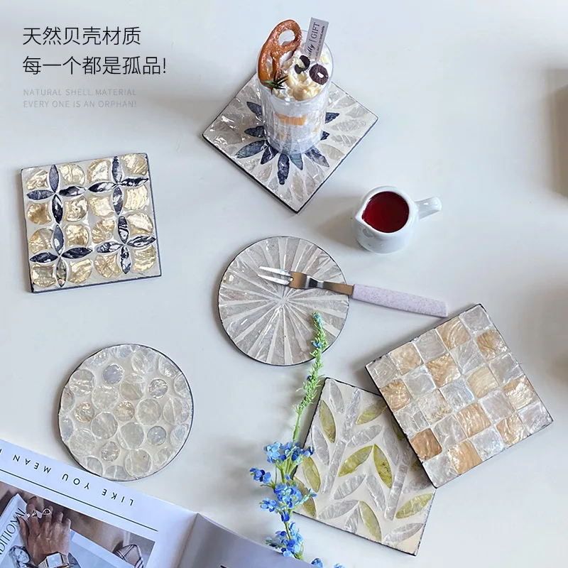 6-teiliges buntes Muschel-Unte – Marble Coaster Set Bewertung und Preis