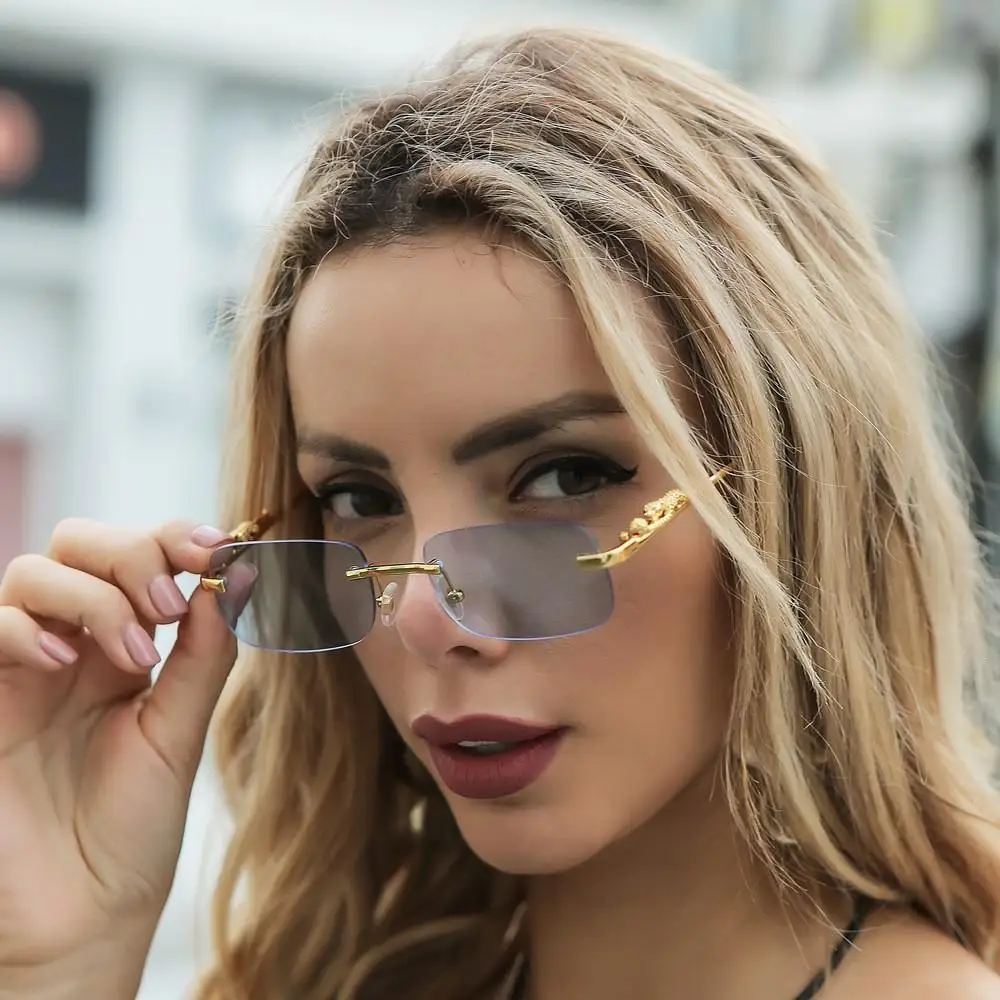 Rahmenlose, kleine, quadratisc – Designer Sunglasses Bewertung und Preis