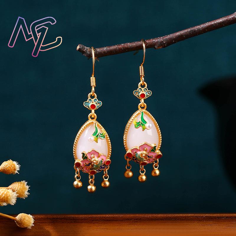 Natürliche Jade-Blumen-Ohrring – Gold Plated Jewelry Bewertung und Preis